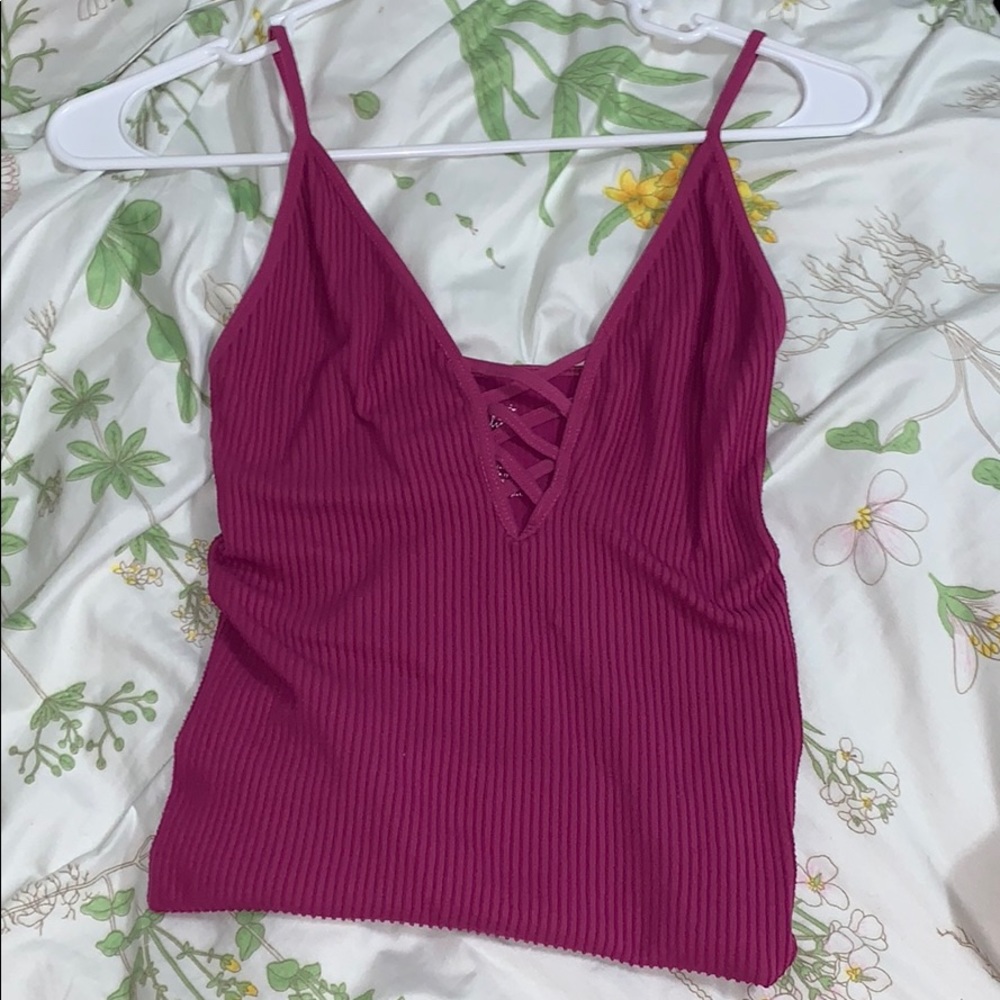 Free People ribbed lace up tank top